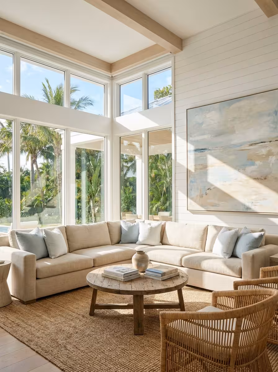 Breezy Living Room - Coastal Modern Living Room design concept
